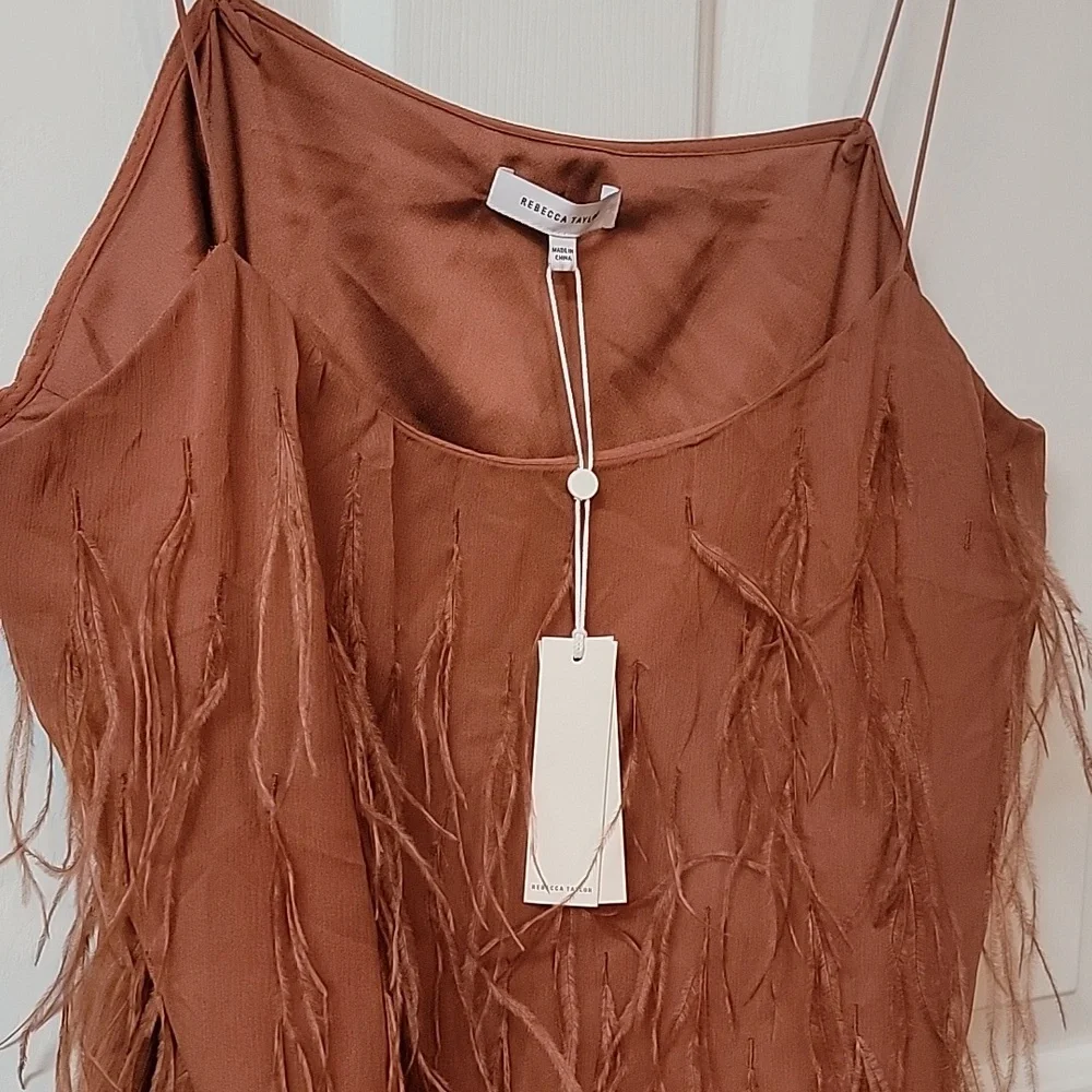 Rebecca Taylor Feather Sheath Mini Silk Dress - Picture 2 of 13
